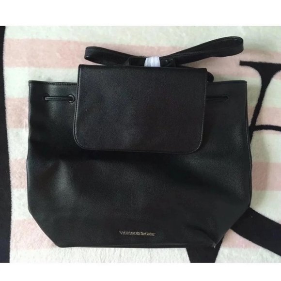 VS Backpack Black Faux Leather Bookbag - Picture 6 of 9